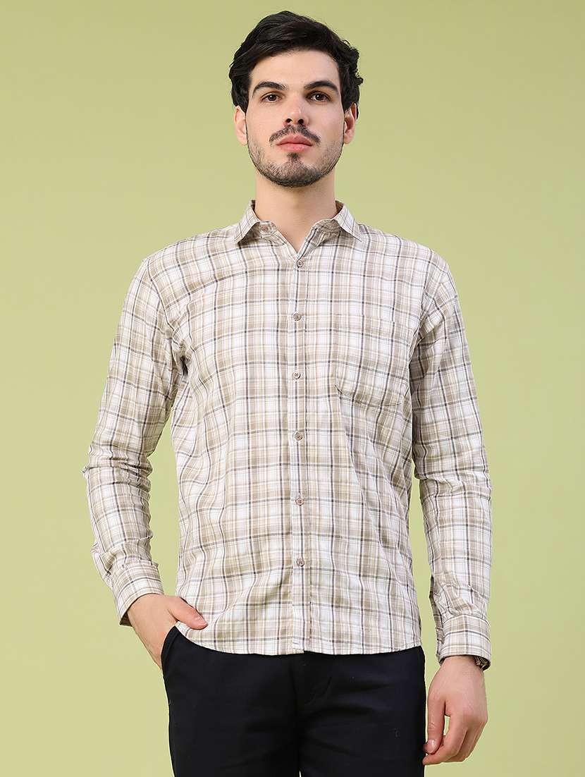 Men Checkered Long Sleeve Slim Fit Casual Shirt - 22305392 -  Standard Image - 2