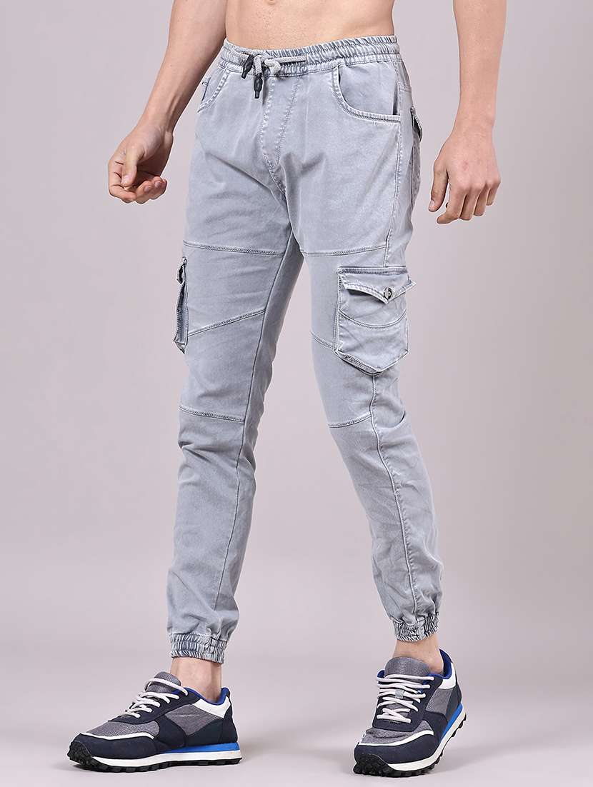 men solid mid rise regular fit jogger - 22305466 -  Standard Image - 2