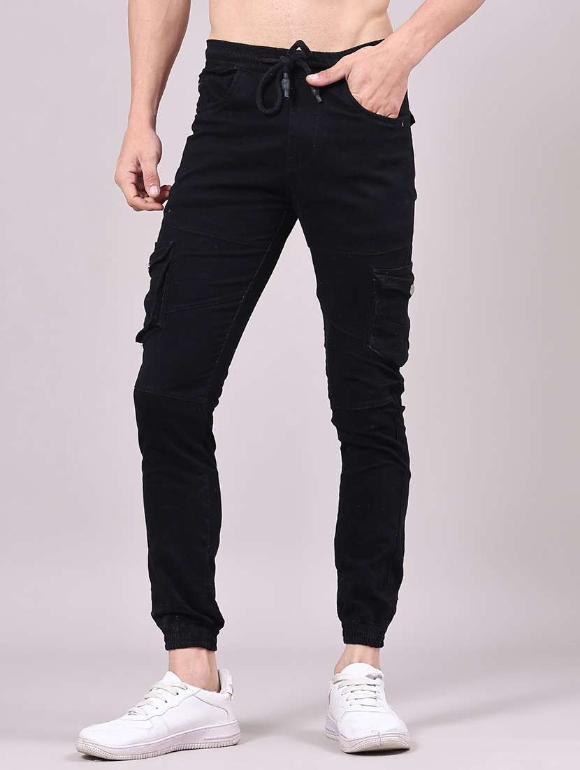men solid mid rise regular fit jogger - 22305467 -  Standard Image - 2