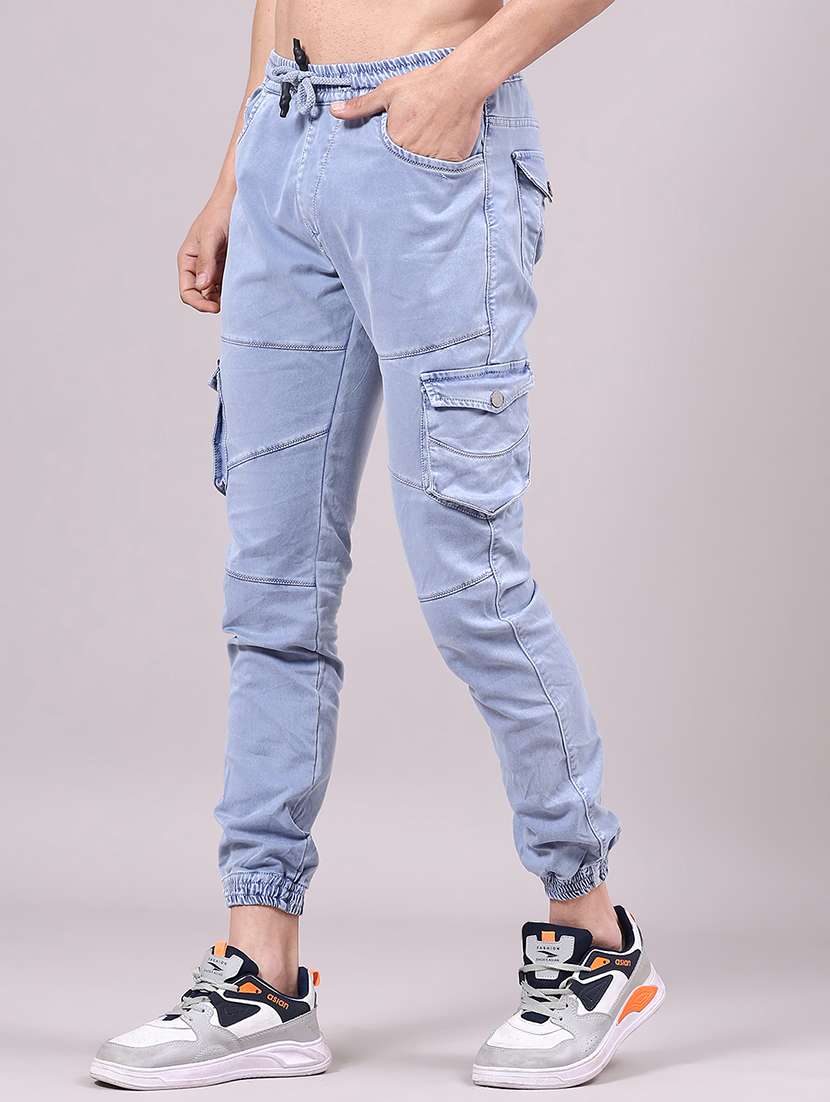 men solid mid rise regular fit jogger - 22305468 -  Standard Image - 2