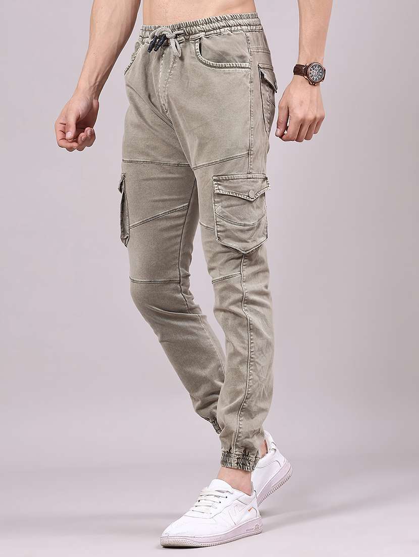 men solid mid rise regular fit jogger - 22305470 -  Standard Image - 2