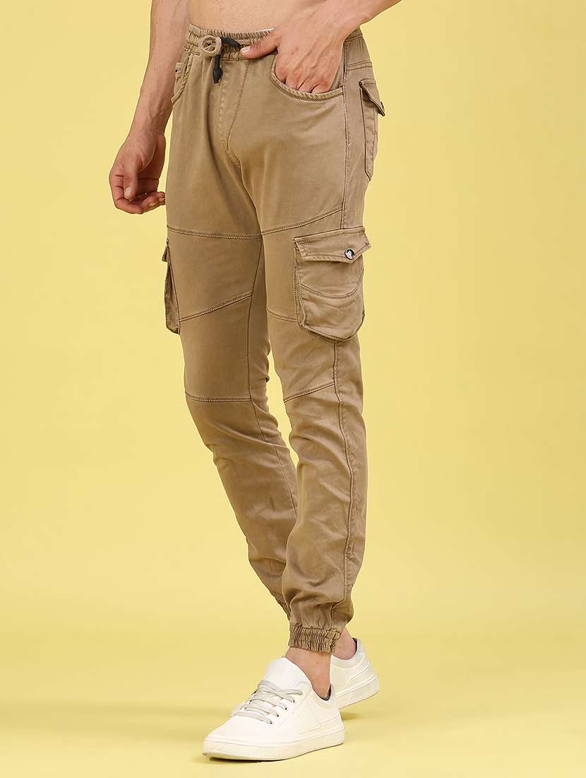 men solid mid rise regular fit jogger - 22305471 -  Standard Image - 2
