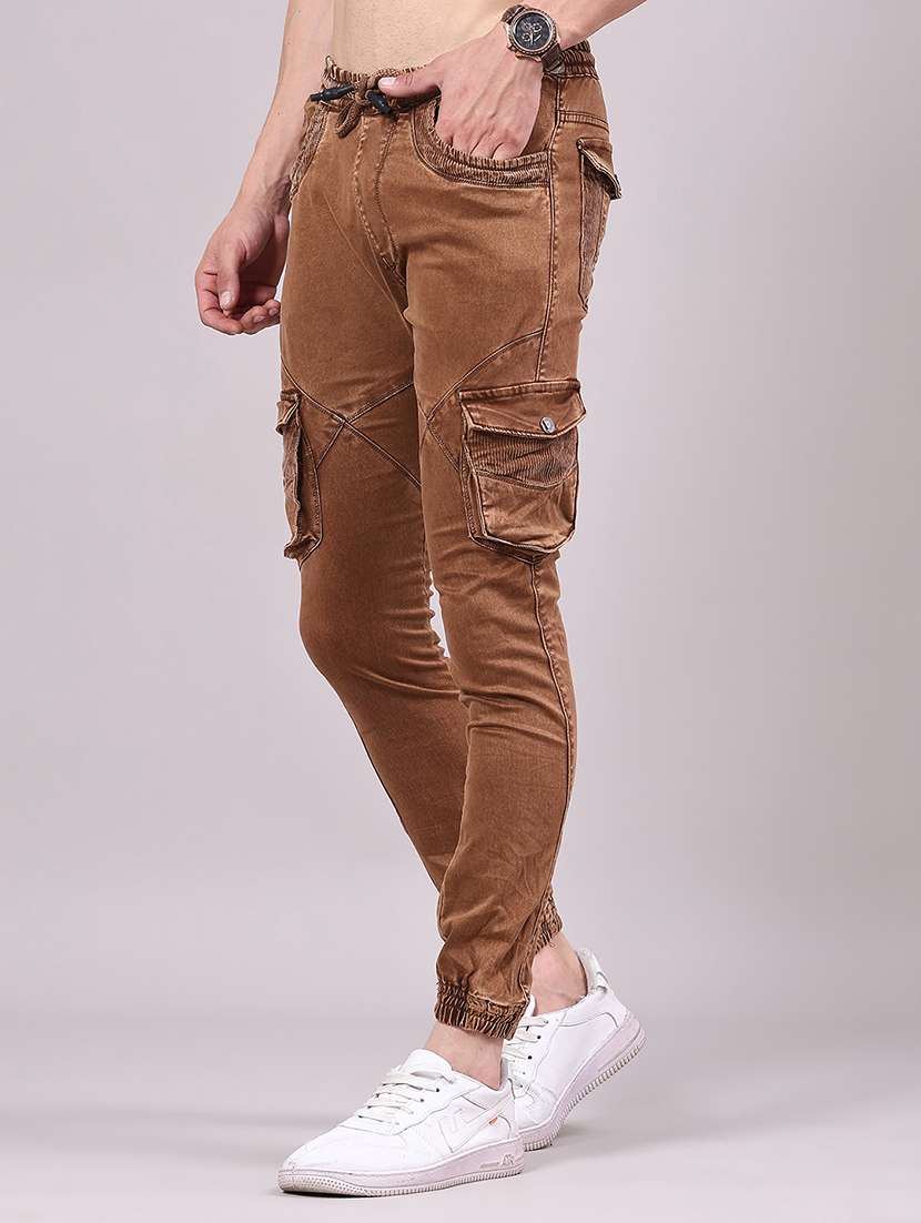 men solid mid rise regular fit jogger - 22305476 -  Standard Image - 2