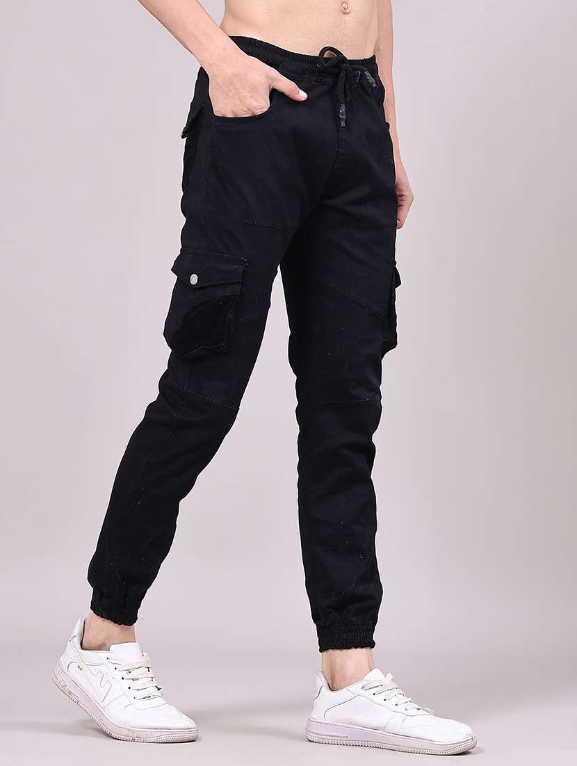 men solid mid rise regular fit jogger - 22305480 -  Standard Image - 2