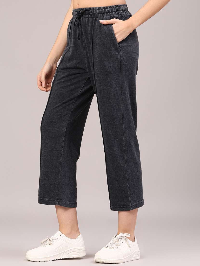 women solid mid rise track pant - 22305588 -  Standard Image - 2