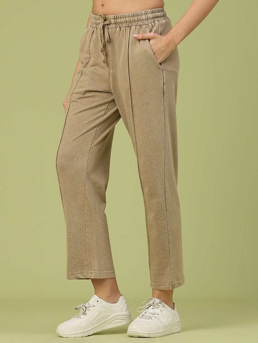 women solid mid rise track pant - 22305589 -  Standard Image - 2