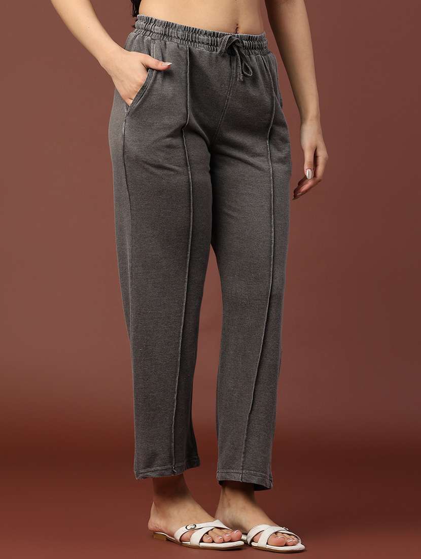 women solid mid rise track pant - 22305590 -  Standard Image - 2