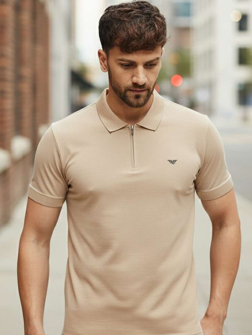 men solid short sleeve regular fit polo t-shirt
