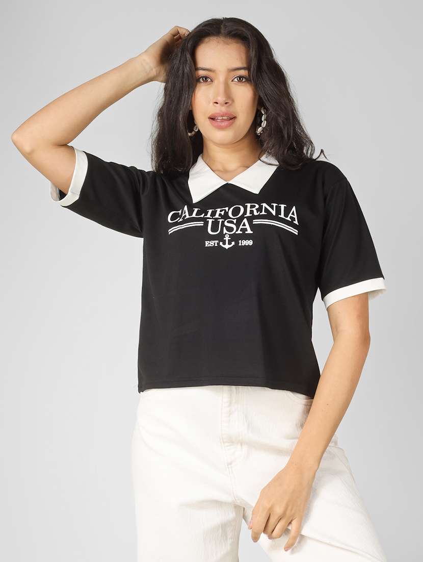 women printed short sleeve polo t-shirt - 22305723 -  Standard Image - 2