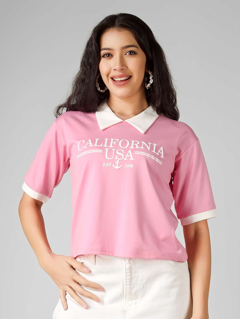 women printed short sleeve polo t-shirt - 22305725 -  Standard Image - 2