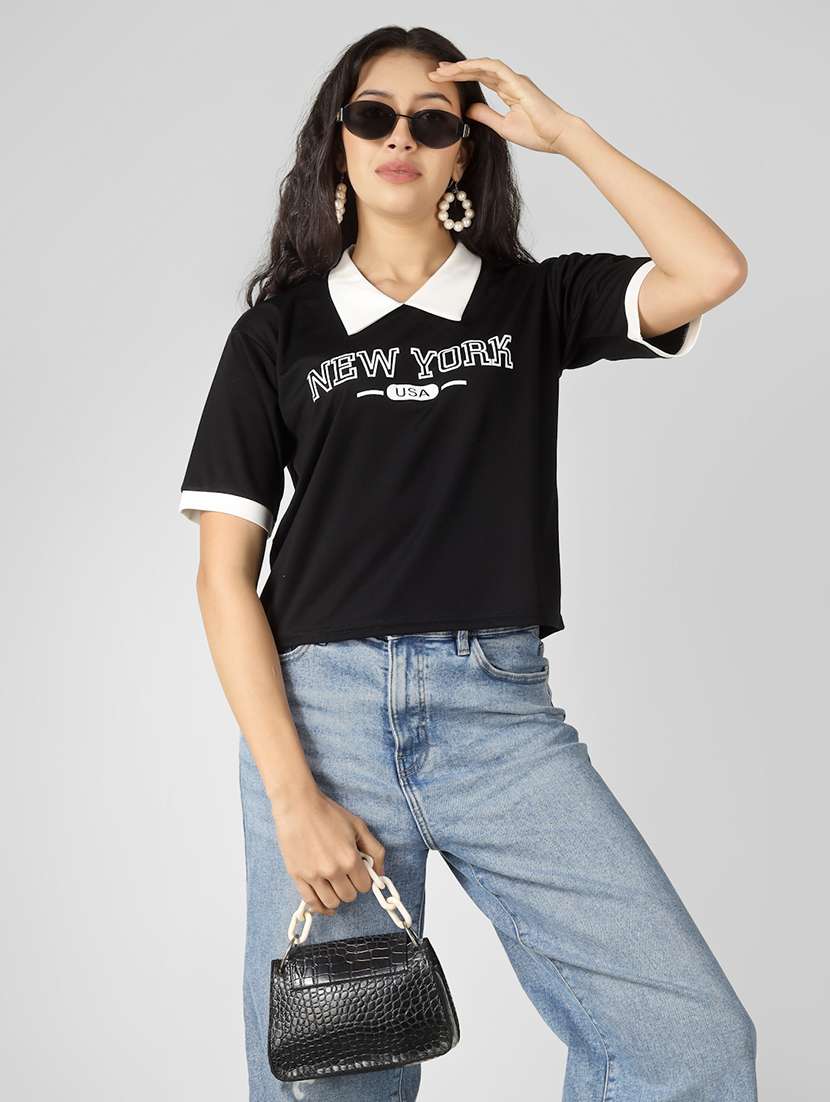 women printed short sleeve polo t-shirt - 22305726 -  Standard Image - 2