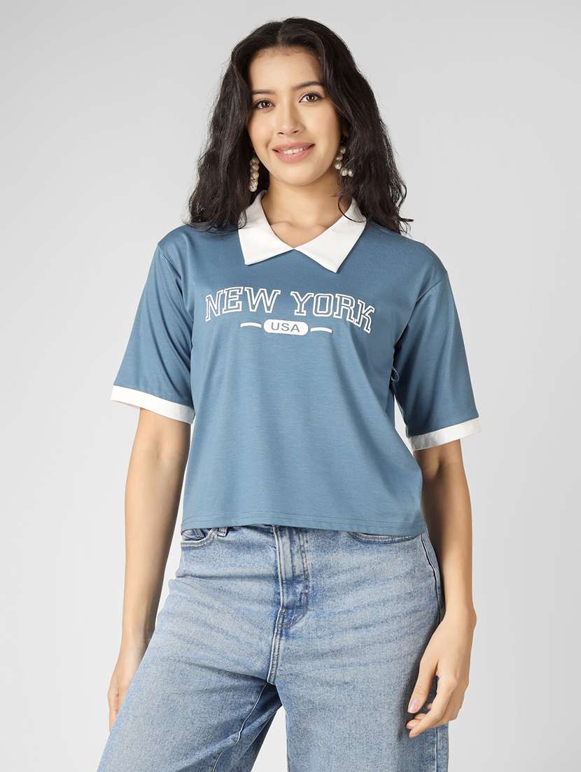 women printed short sleeve polo t-shirt - 22305728 -  Standard Image - 2