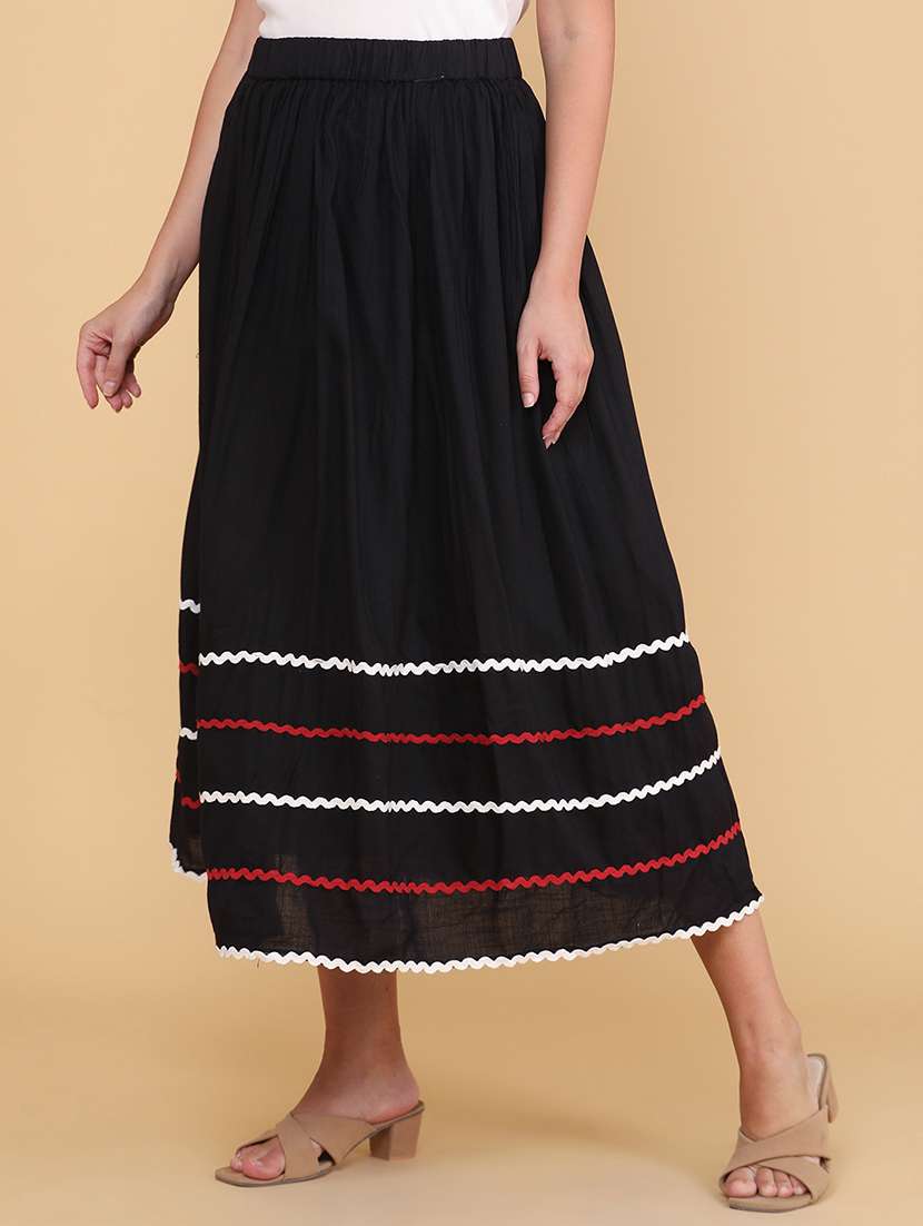 women solid with work mid rise flared skirt - 22305810 -  Standard Image - 2