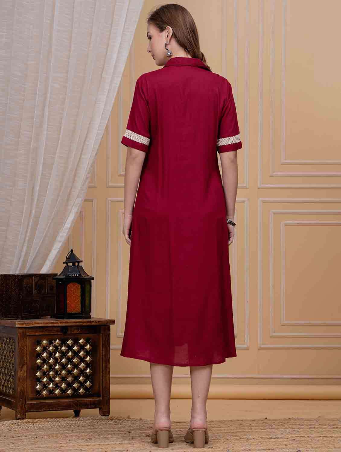 women embroidered collared short sleeve shirt dress - 22305898 -  Standard Image - 2