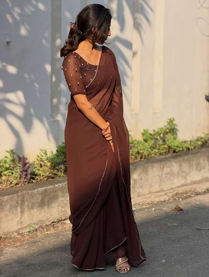 women solid casual wear saree with blouse - 22305924 -  Standard Image - 2