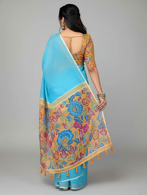 women printed casual wear saree with blouse - 22305957 -  Standard Image - 2