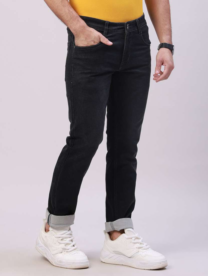 men plain mid rise full length jeans - 22305982 -  Standard Image - 2