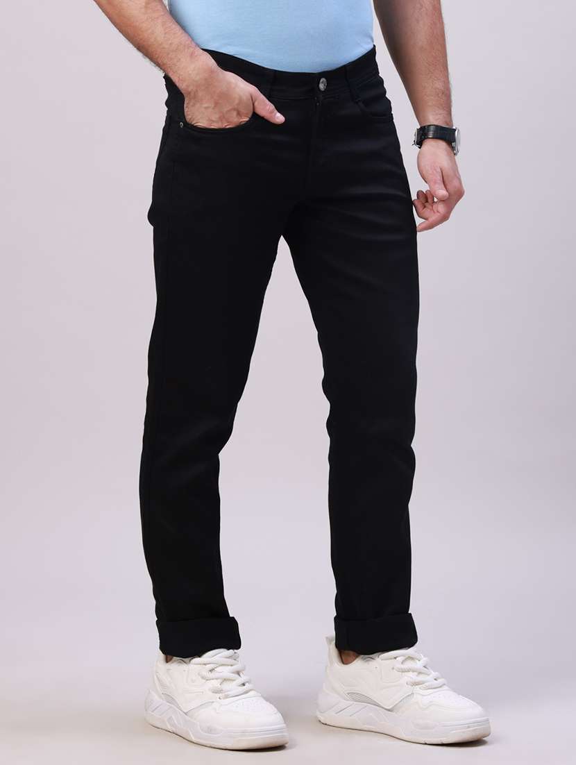 men plain mid rise full length jeans - 22305991 -  Standard Image - 2