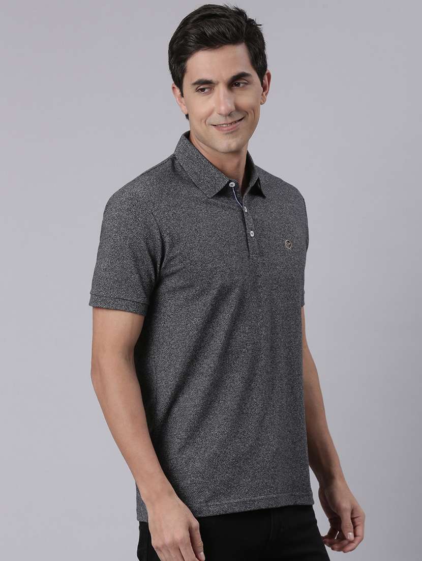 men melange long sleeve regular fit polo t-shirt - 22306000 -  Standard Image - 2