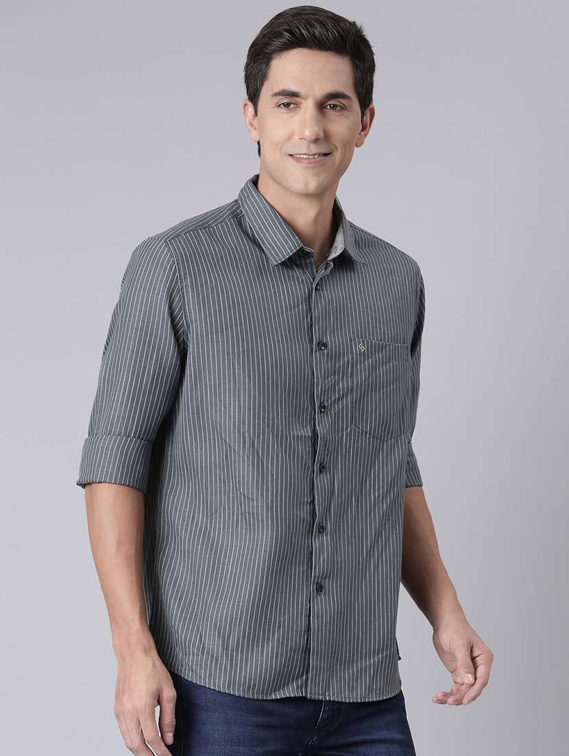 men striped long sleeve regular fit casual shirt - 22306011 -  Standard Image - 2