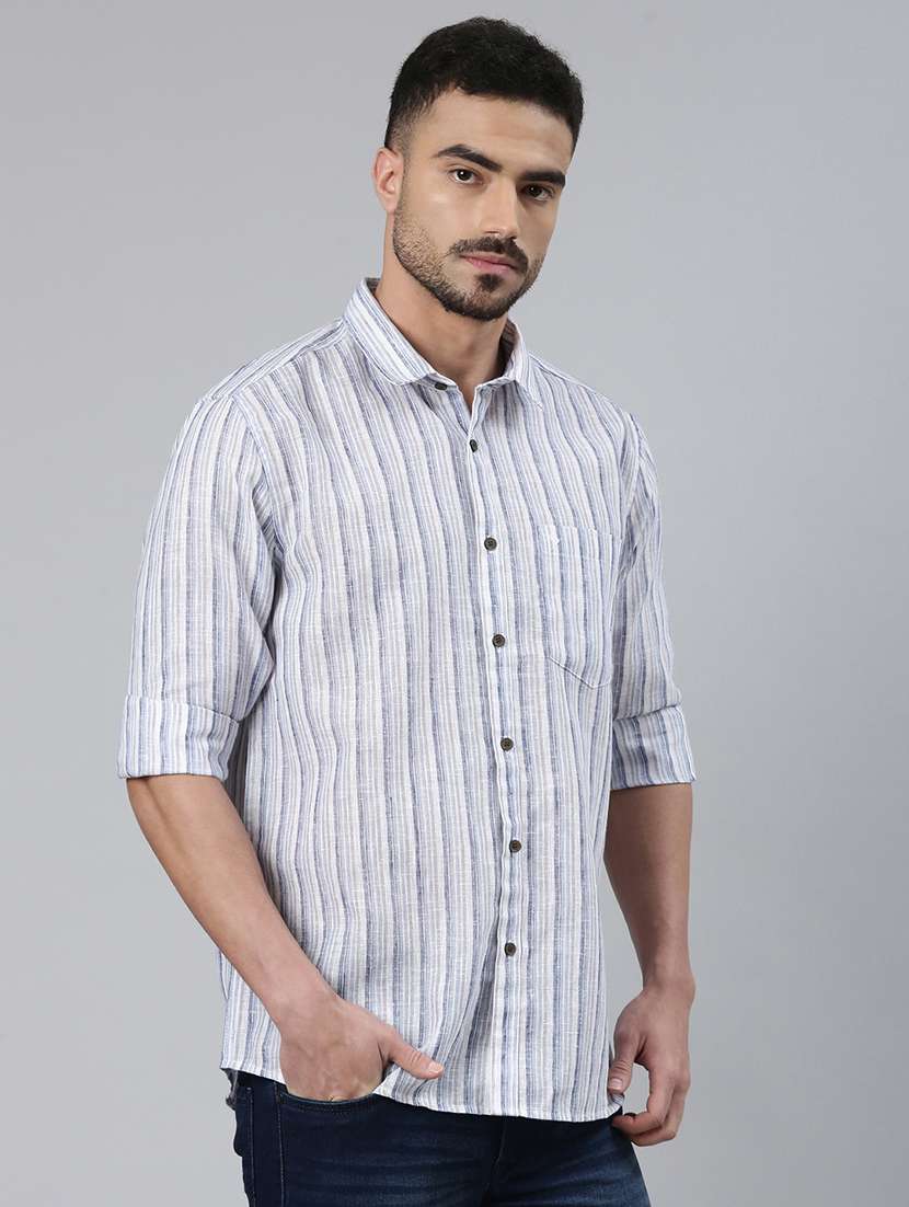 men striped long sleeve regular fit casual shirt - 22306019 -  Standard Image - 2