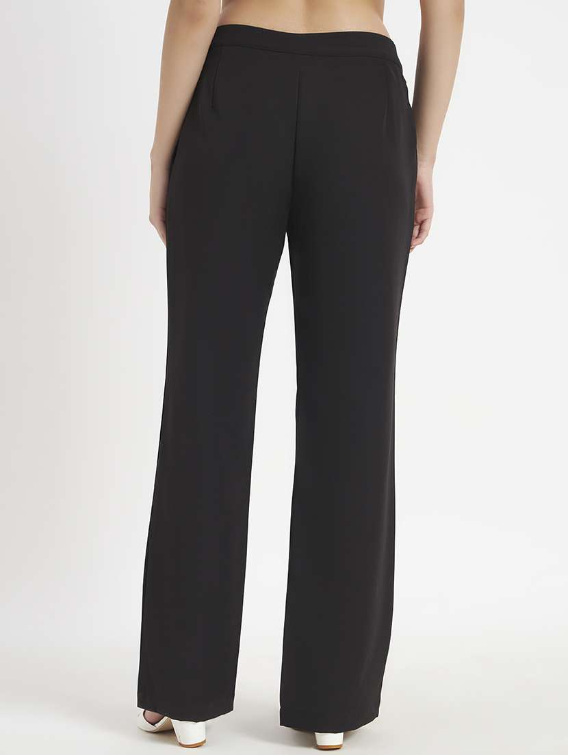 women solid mid rise bootcut trouser - 22306510 -  Standard Image - 2