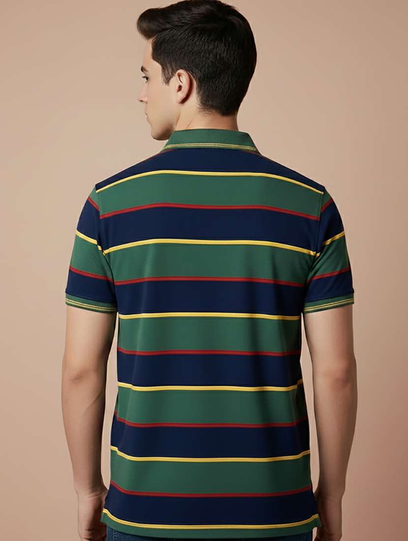 men striped short sleeve regular fit polo t-shirt - 22306511 -  Standard Image - 2