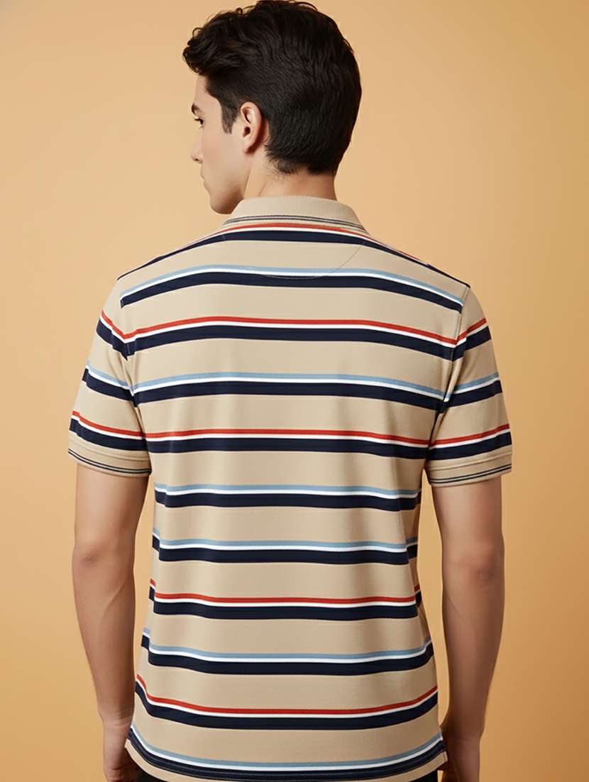 men striped short sleeve regular fit polo t-shirt - 22306513 -  Standard Image - 2
