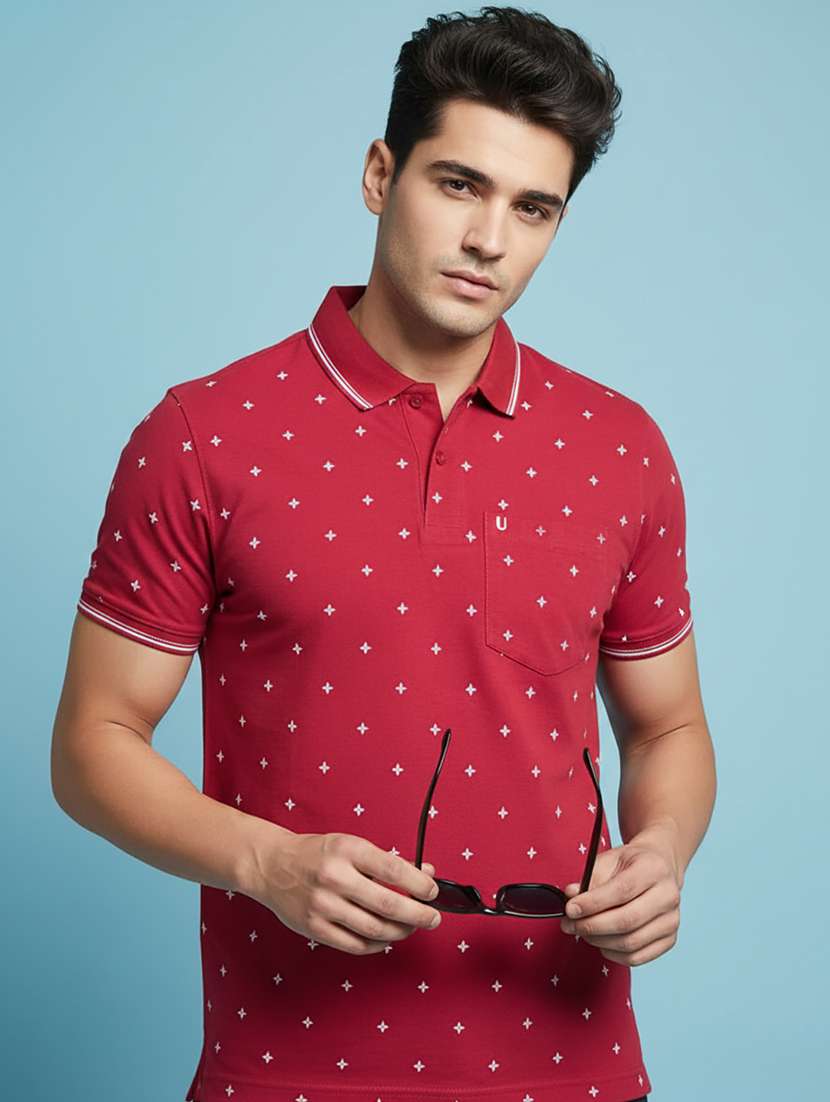 men printed short sleeve regular fit polo t-shirt