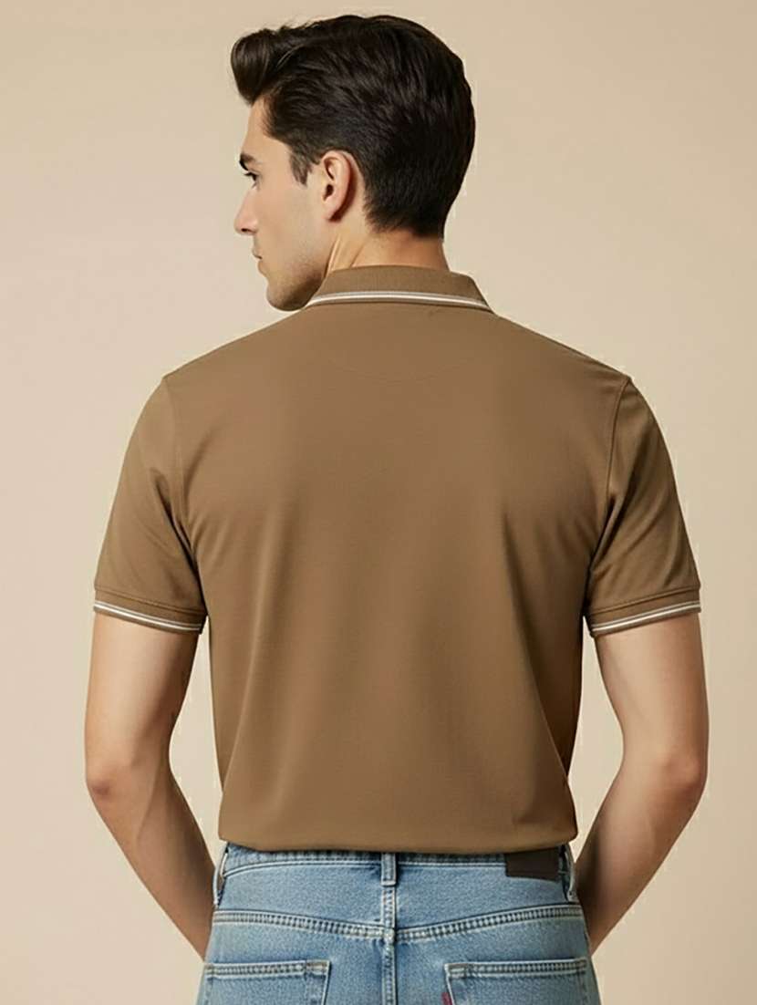 Men Solid Short Sleeve Regular Fit Polo T-shirt - 22306545 -  Standard Image - 2