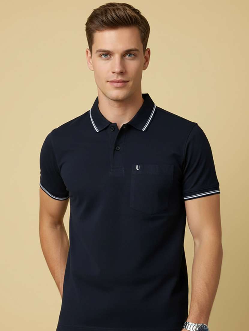 men solid short sleeve regular fit polo t-shirt