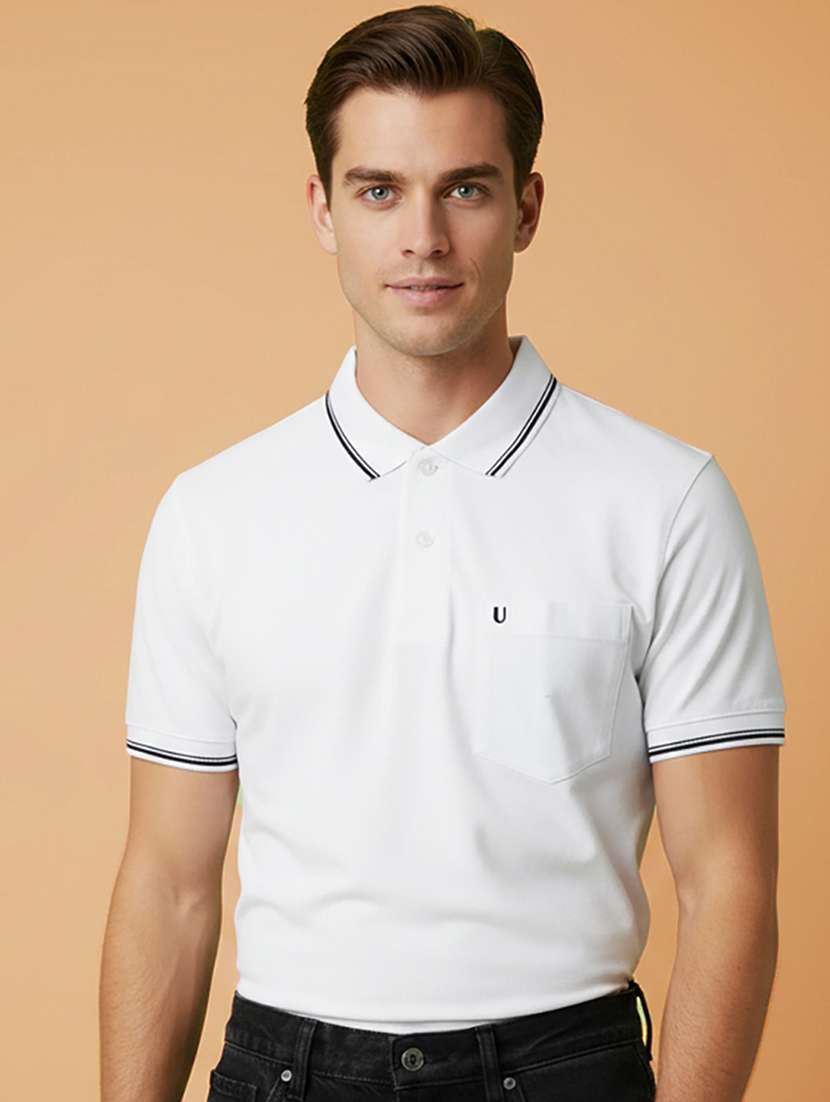 men solid short sleeve regular fit polo t-shirt