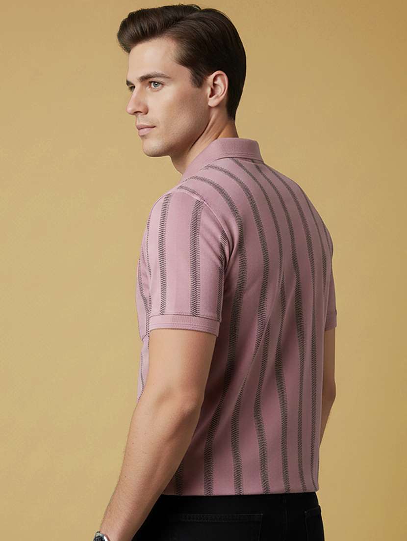 men striped short sleeve regular fit polo t-shirt - 22306563 -  Standard Image - 2