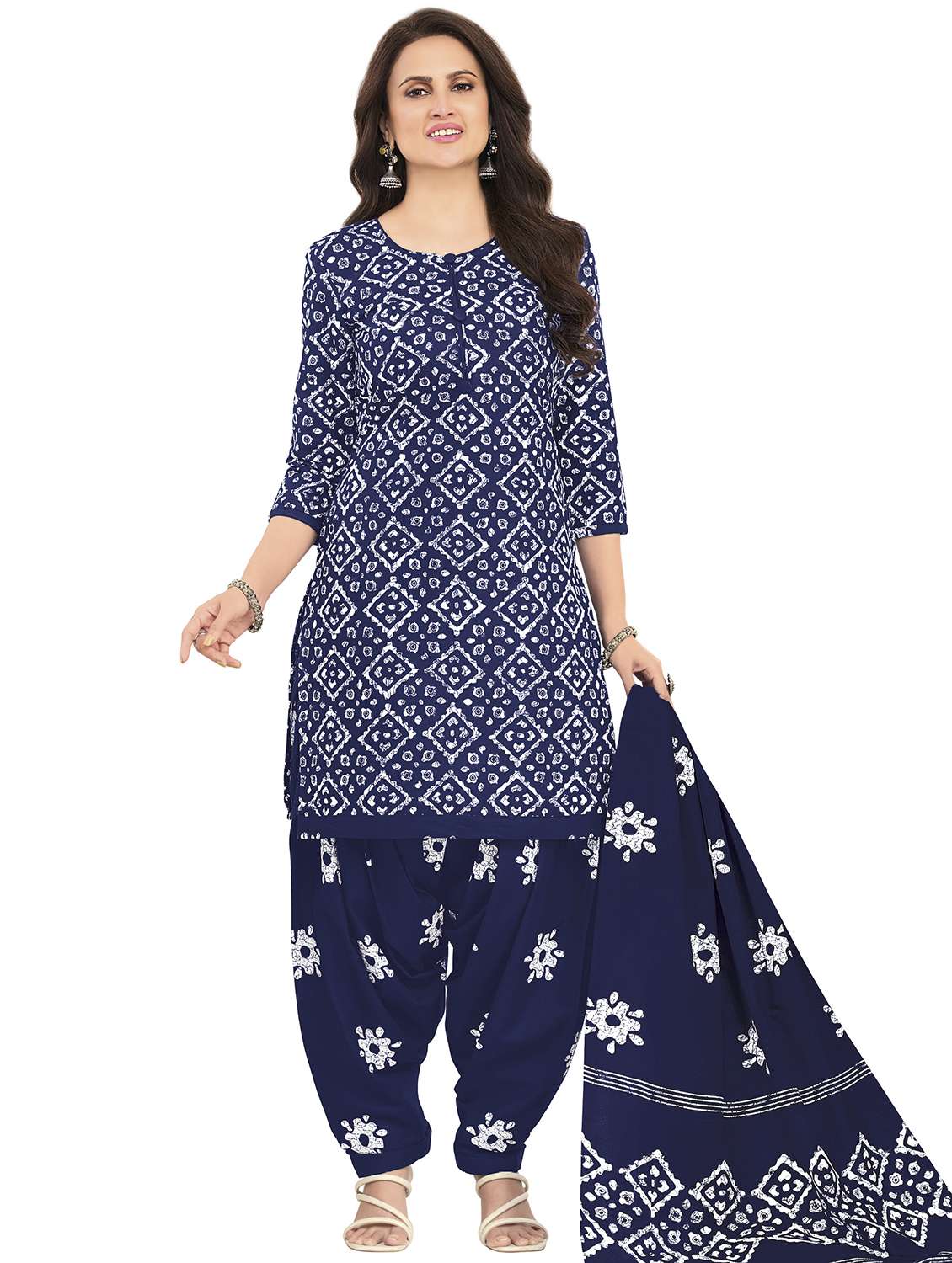 women printed unstitched suit set