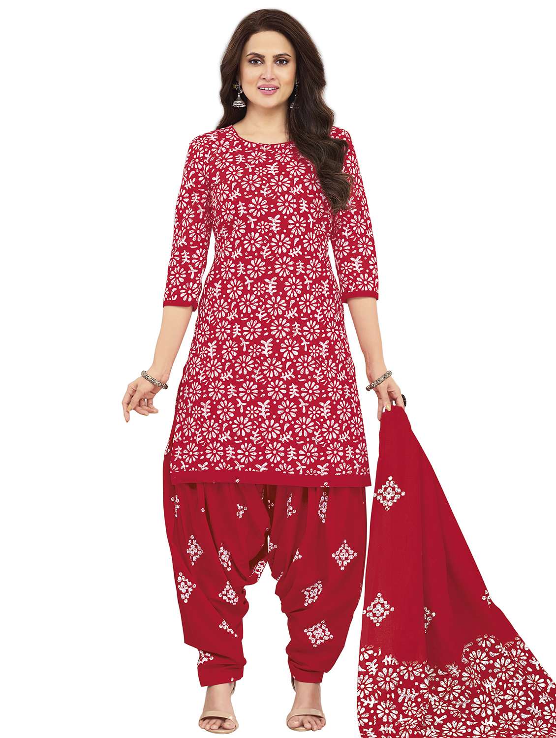 women printed unstitched suit set