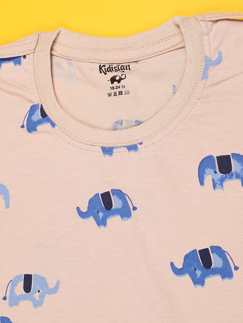boys printed round neck t-shirt and dungaree set - 22307018 -  Standard Image - 2