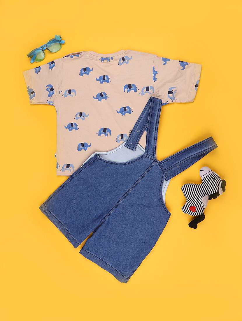 Boys Printed Round Neck T-shirt And Dungaree Set - 22307018 -  Standard Image - 2