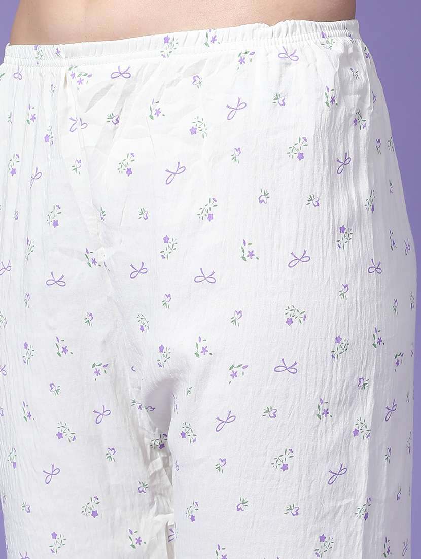 Women Printed Mid Rise Loungewear Pajama - 22307046 -  Standard Image - 2