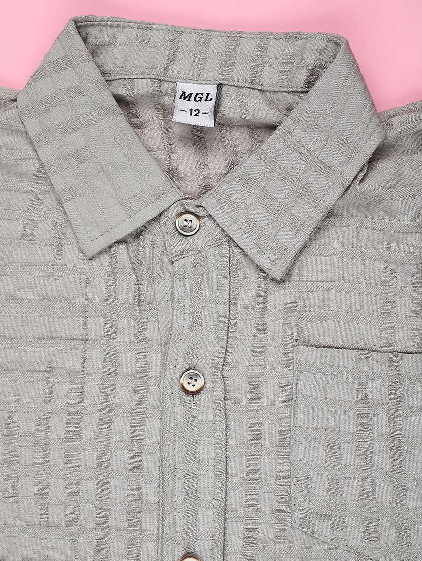 boys solid collared short sleeve shirt - 22307099 -  Standard Image - 2
