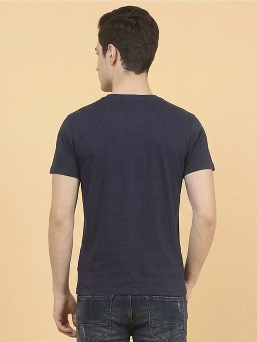 blue cotton blend plain tshirt - 22307376 -  Standard Image - 2