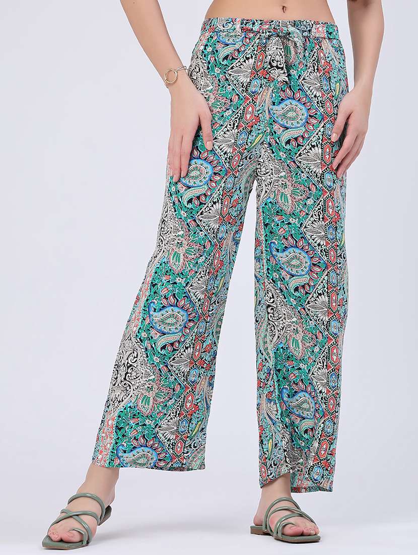 women printed mid rise straight trouser - 22307416 -  Standard Image - 2