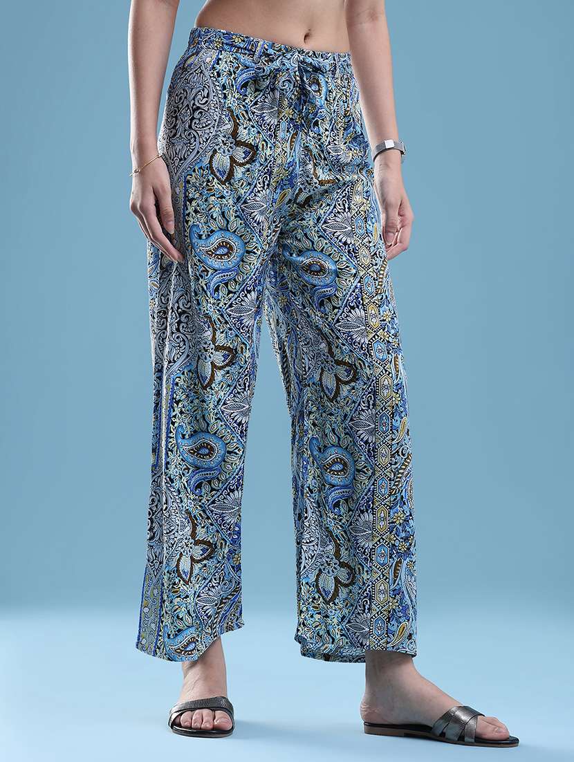 women printed mid rise straight trouser - 22307418 -  Standard Image - 2