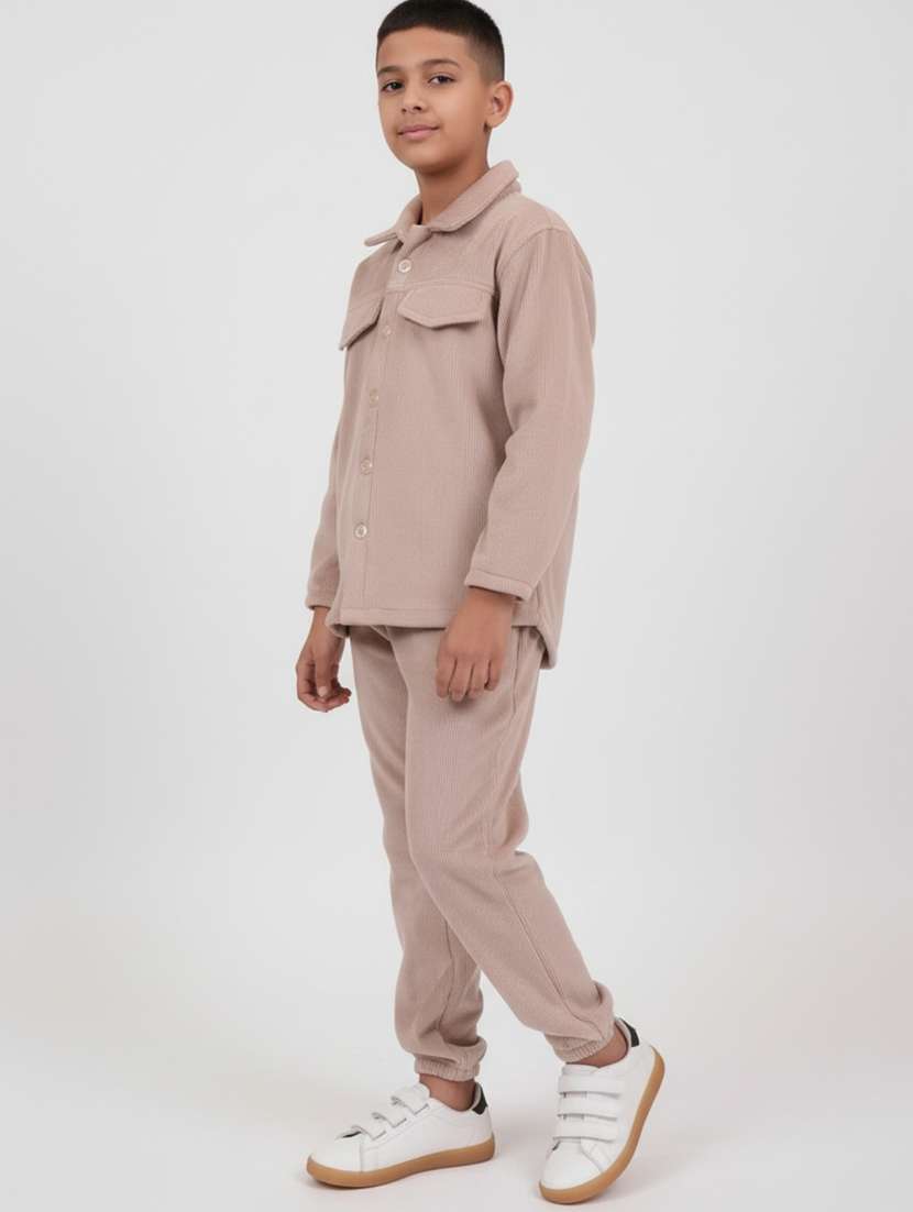 boys solid shirt and jogger co-ord set - 22307534 -  Standard Image - 2