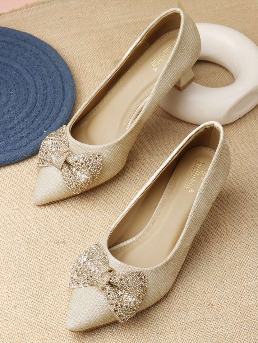 women embellished slip on pump
