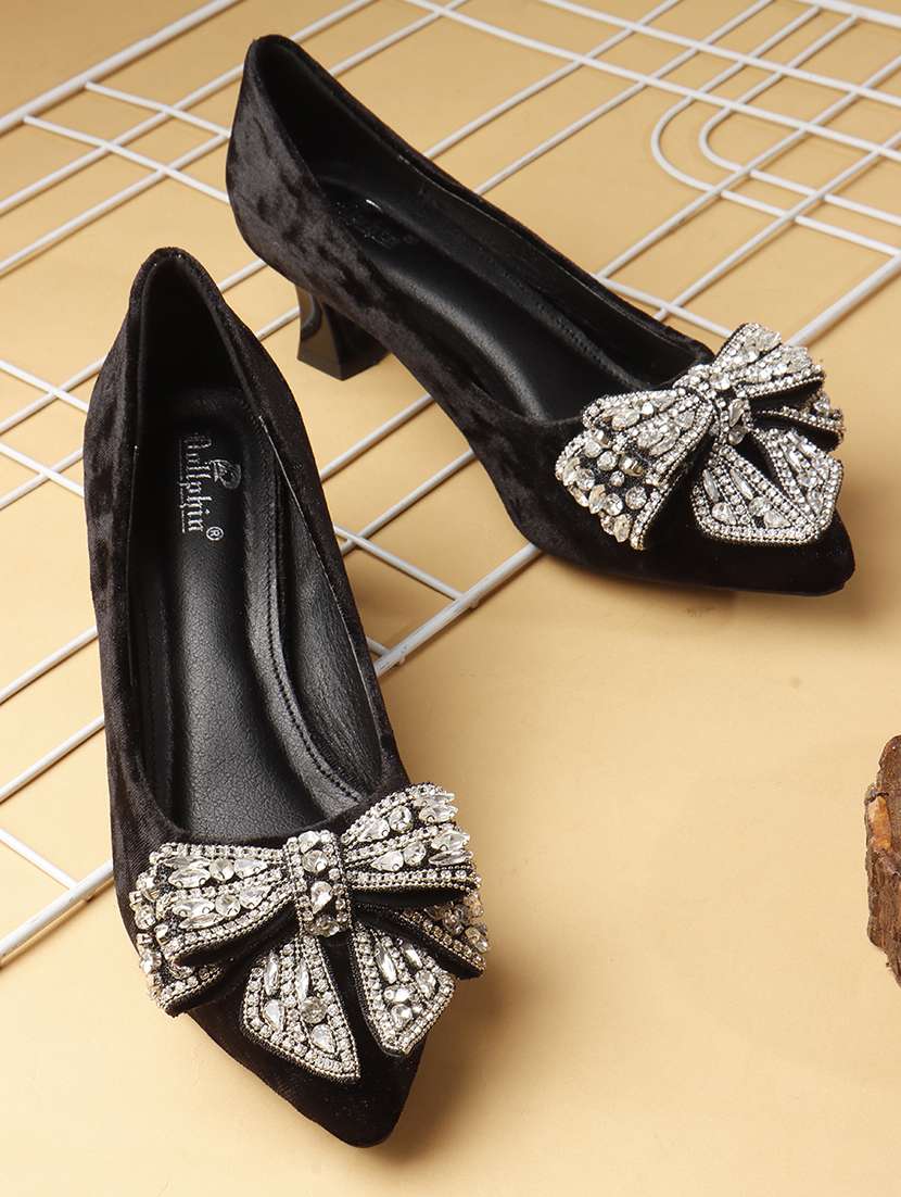 women embellished slip on pump