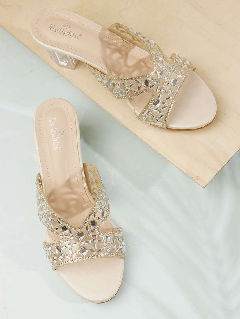 women embellished slip on sandal