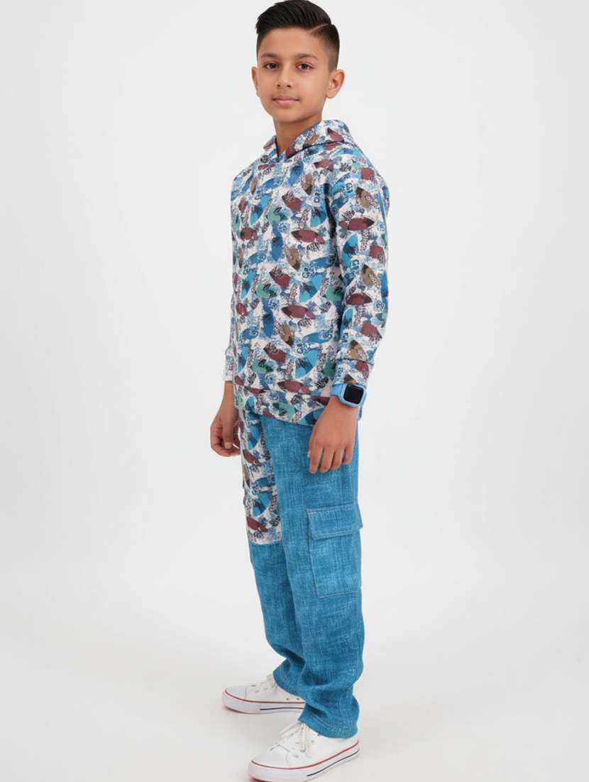 boys printed shirt and cargo co-ord set - 22307641 -  Standard Image - 2