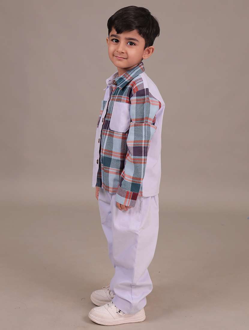boys checkered shirt and trouser co-ord set - 22307644 -  Standard Image - 2
