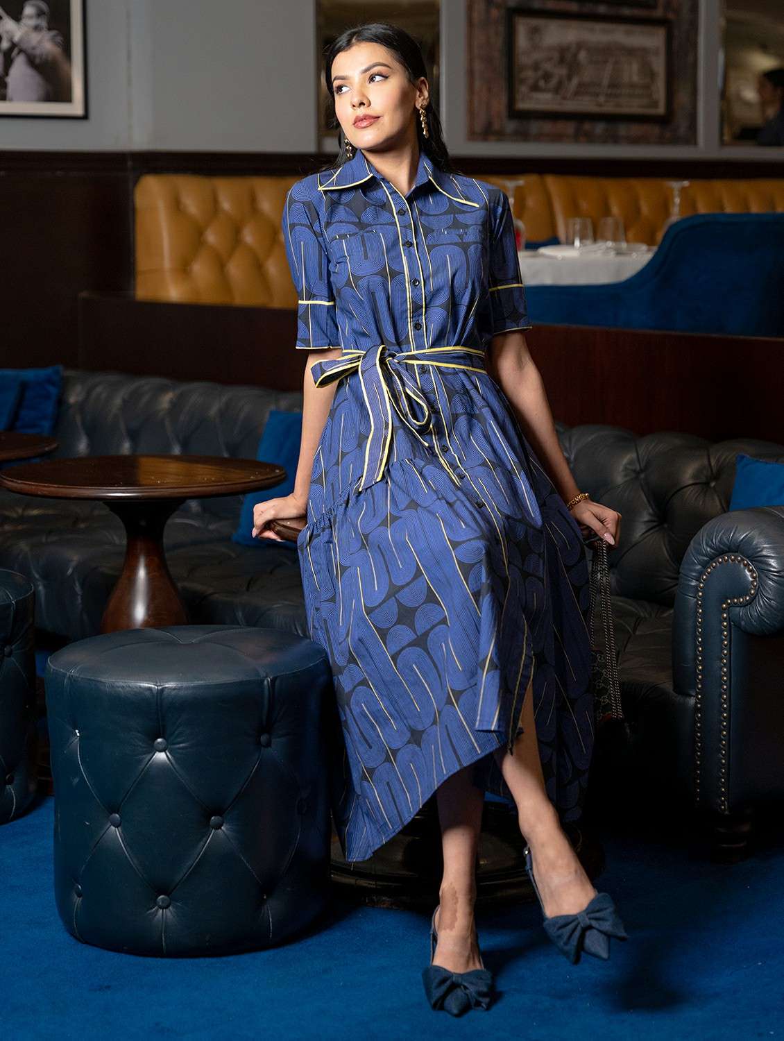 women printed collared short sleeve shirt dress - 22307654 -  Standard Image - 2