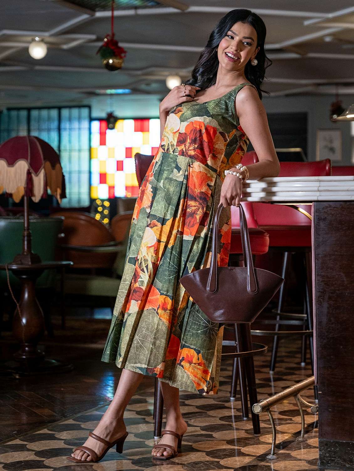 women floral print sleeveless fit & flare dress - 22307657 -  Standard Image - 2